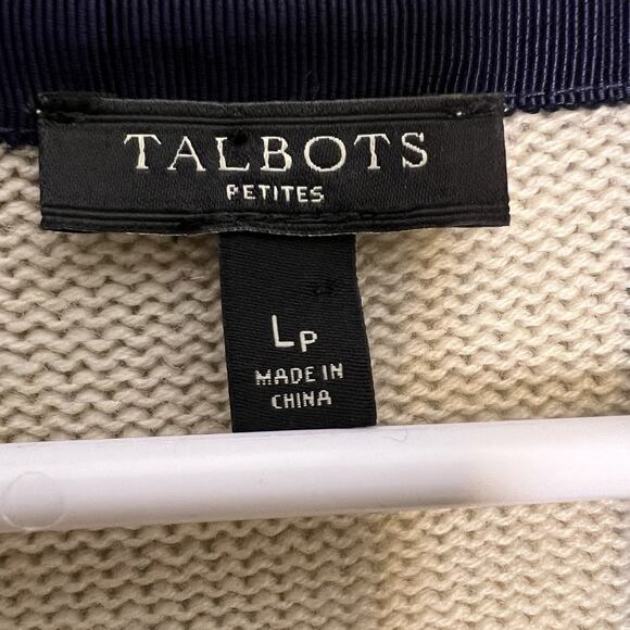 Talbots Womens Lambswool Blend Open Front Cardigan Colorblock Petite Sz L - Picture 10 of 12